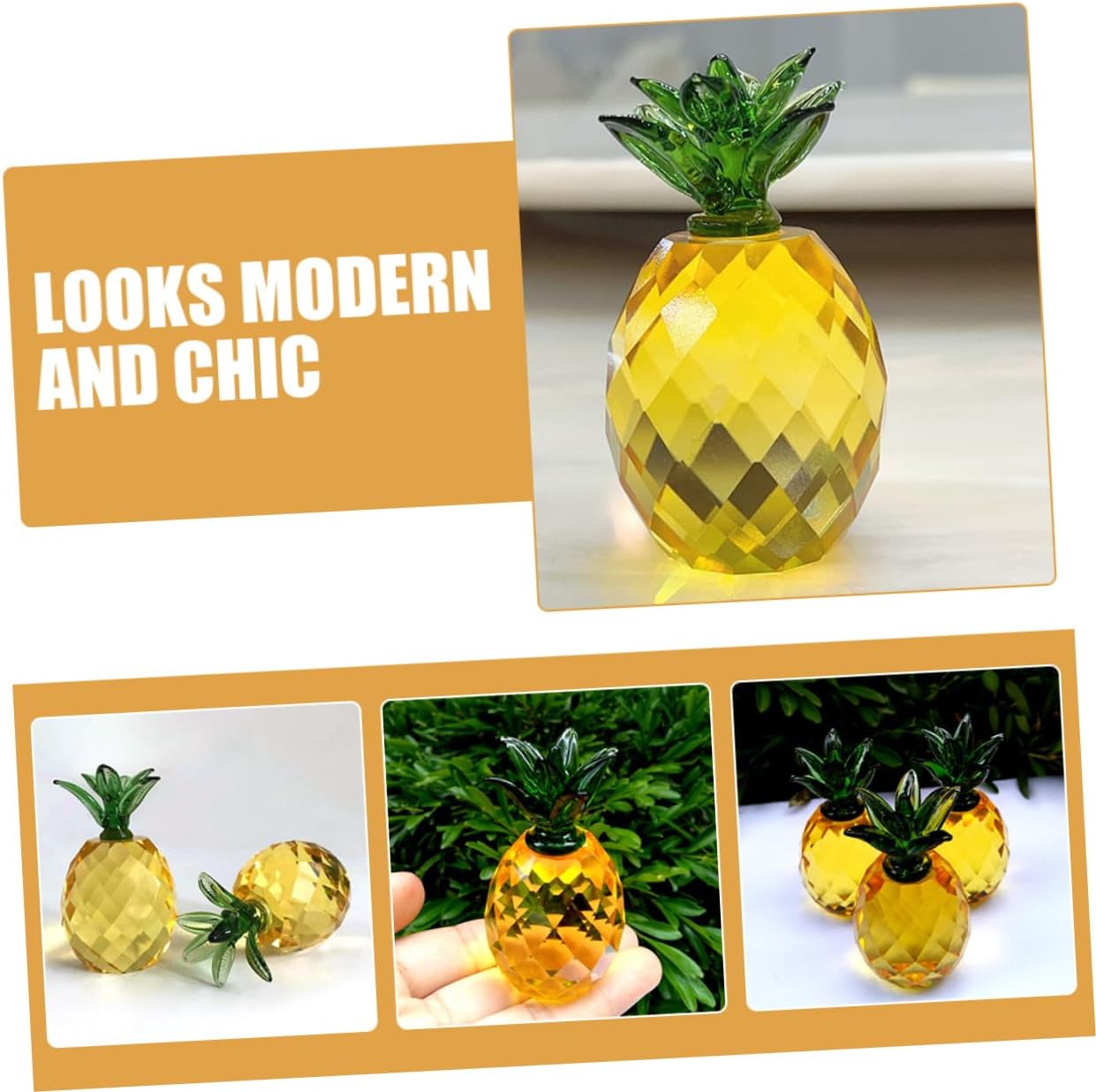 Ciieeo Crystal Pineapple Decor Statue Ornament