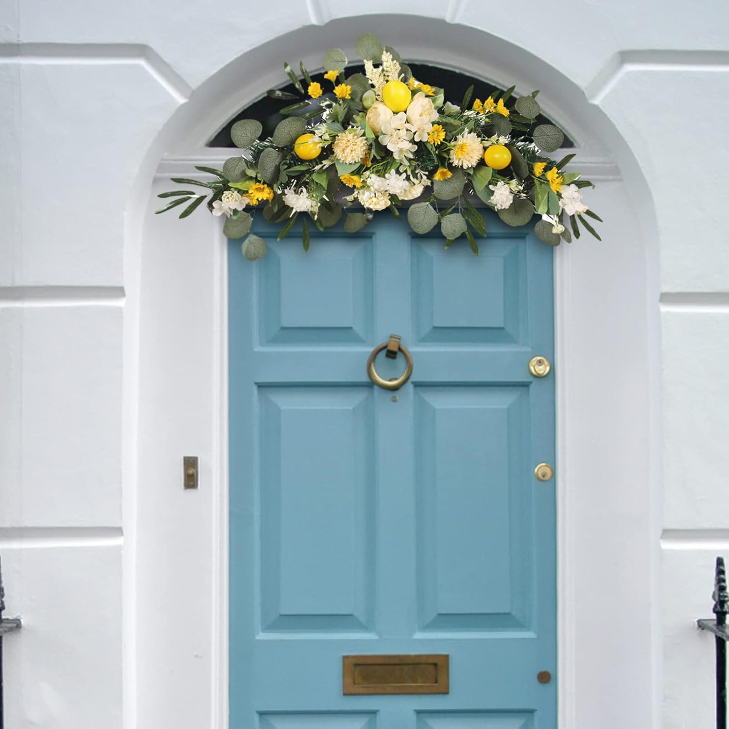 Artificial Lemon Flower Swag 275 Inch Decorative Wreath