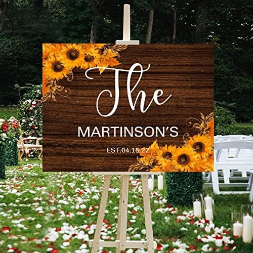 Personalized Wedding Welcome Sign with Sunflowers