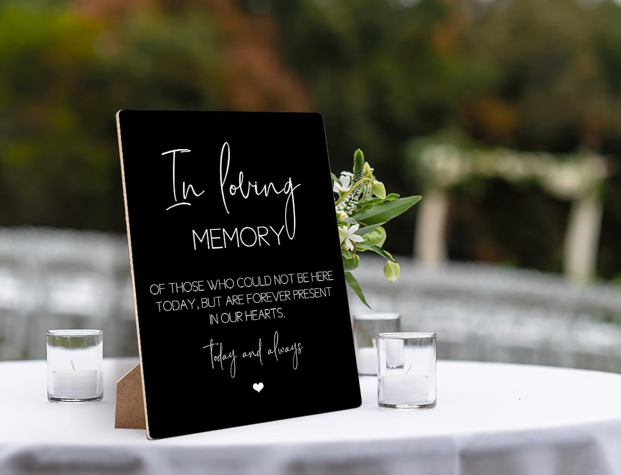 In Loving Memory Wedding Sign with Stand 8x11 Inch