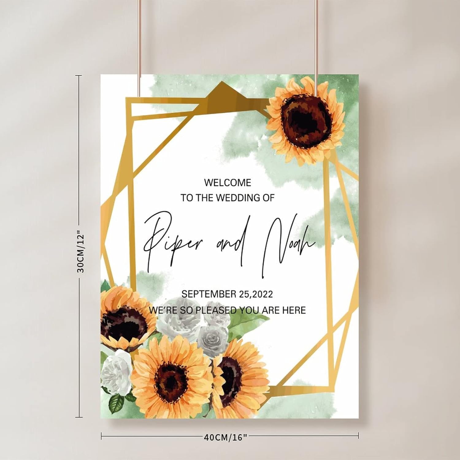 Alioyoit Wedding Welcome Sign with Sunflower Design