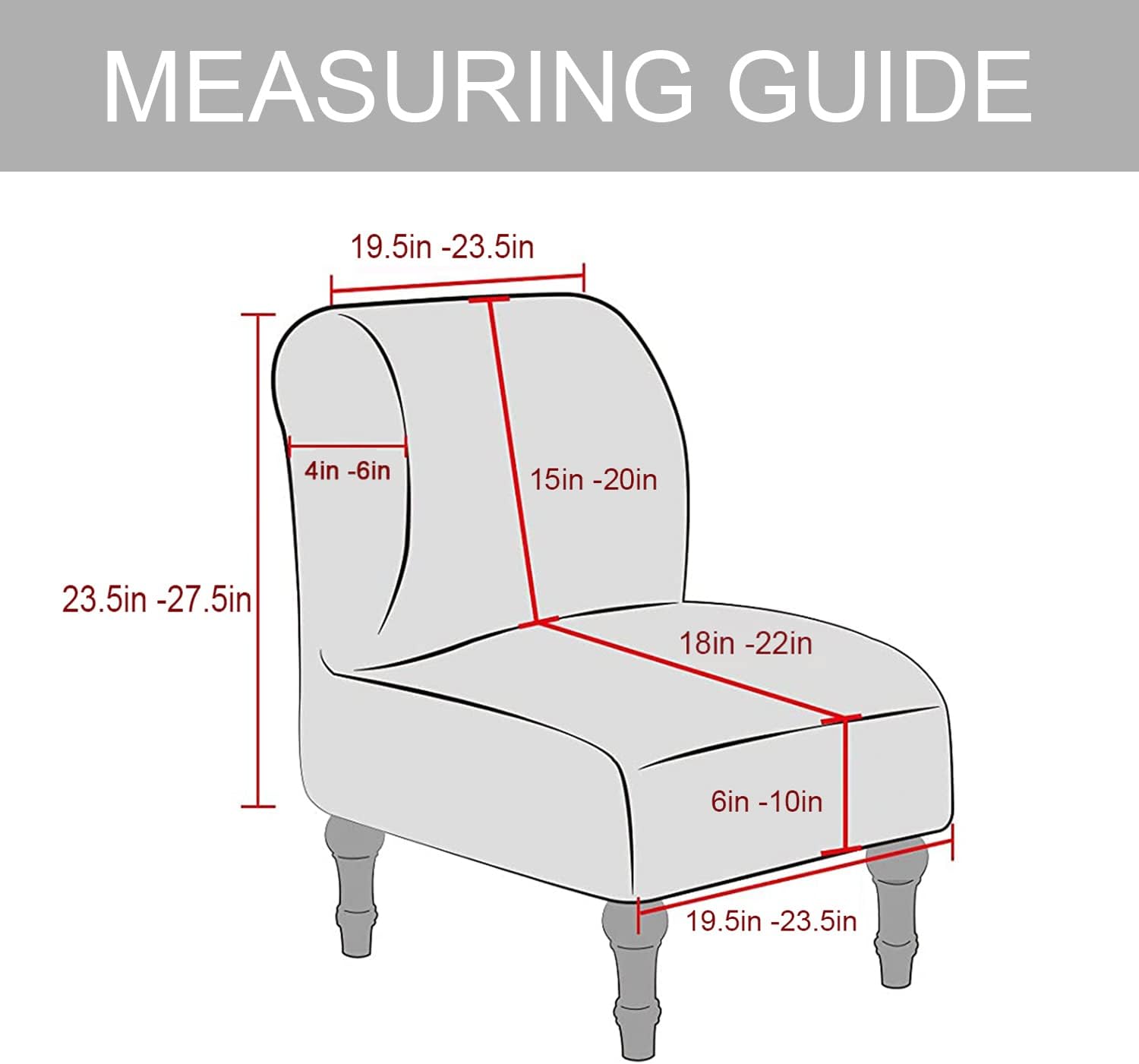 UCCONO Velvet Armless Chair Slipcover White