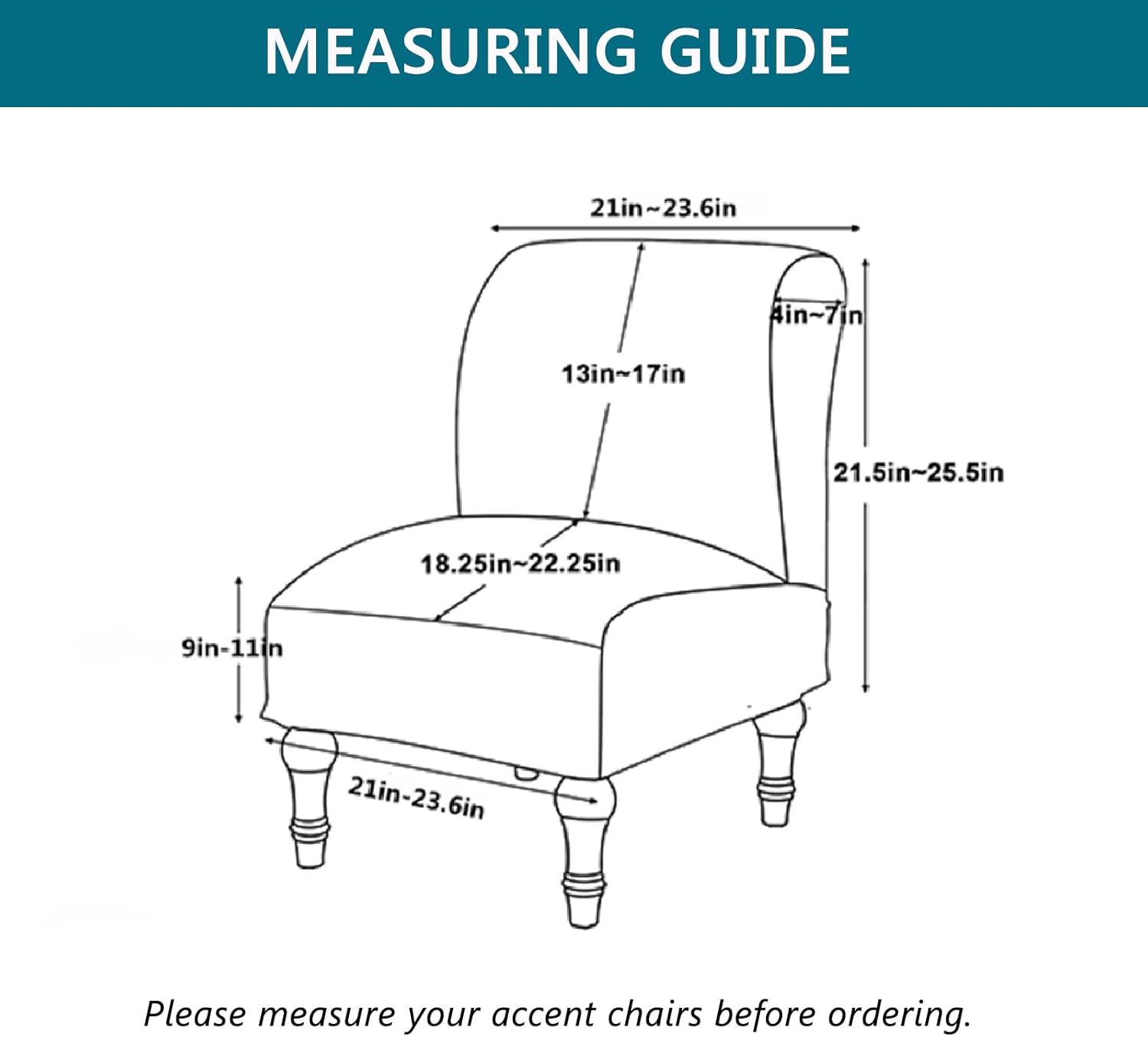 KRFOONN Armless Chair Slipcover with Elastic Bottom
