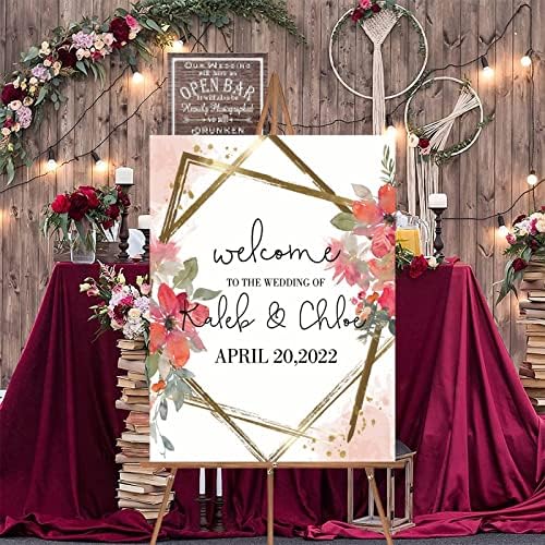 Alioyoit Personalized Wood Wedding Welcome Sign 12x16 Inch