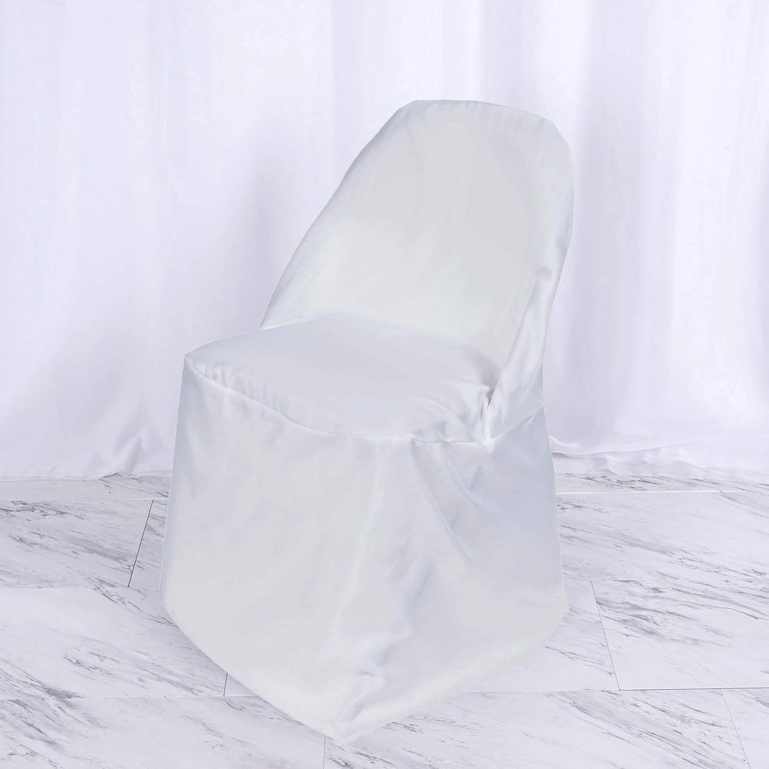 BalsaCircle 10pcs White Folding Chair Covers for Events