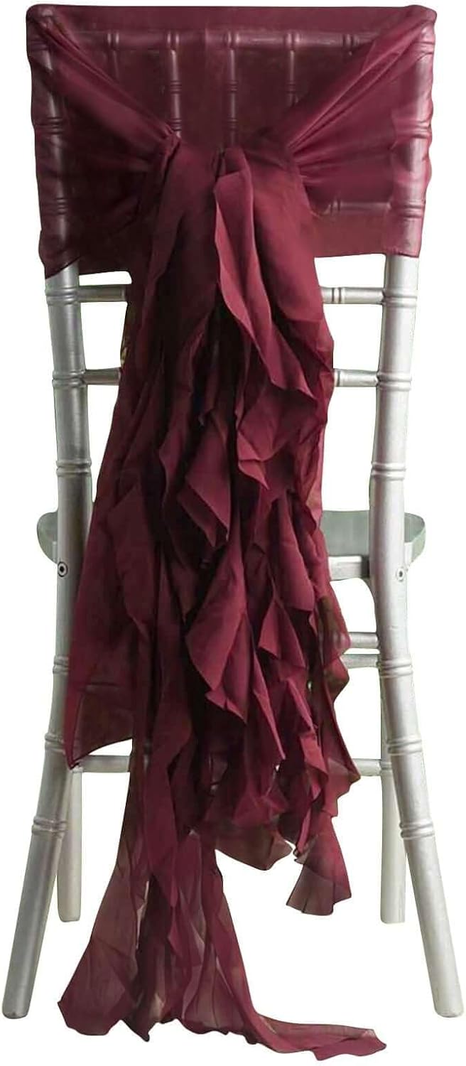 Premium Wedding Chair Sash Set Wrinkle-Free Burgundy Decor
