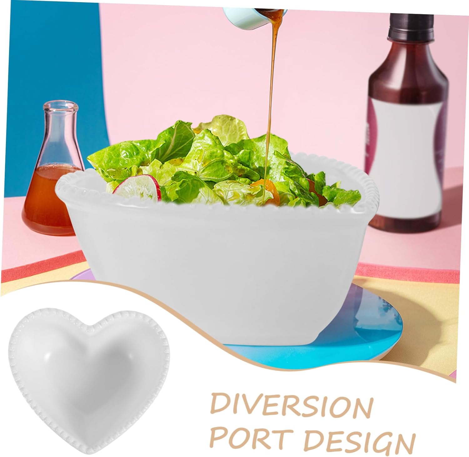VOSAREA Heart Shaped Ceramic Bowls for Valentines Day Decor