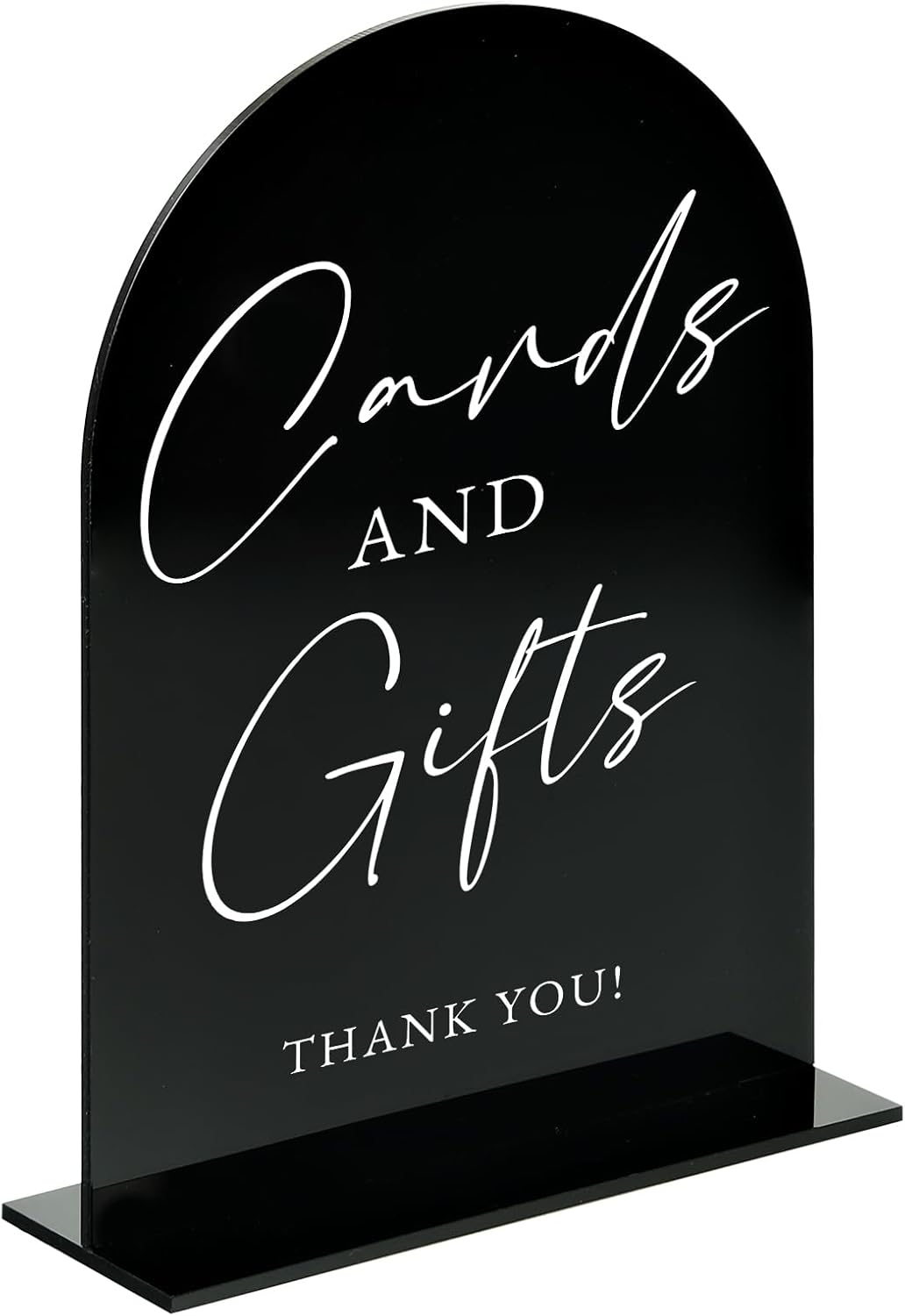 JINMURY Acrylic Wedding Sign with Stand 5x7 Black Arch Cursive