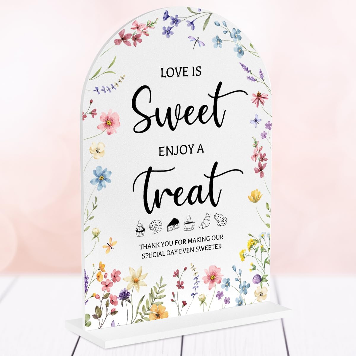 Wildflower Wedding Sign Decor for Dessert Table and Ceremony