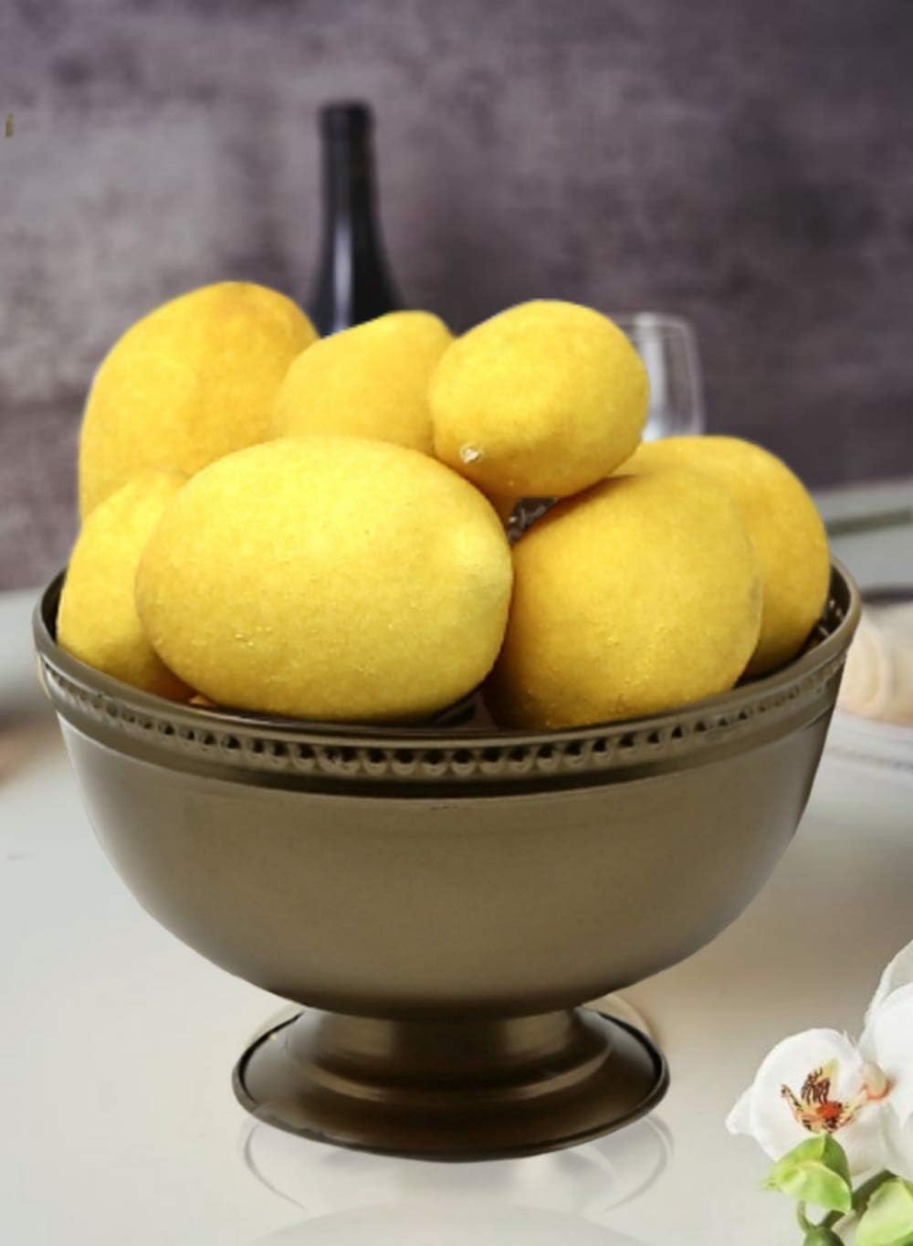Serene Spaces Living Antique Gold Iron Pedestal Bowl