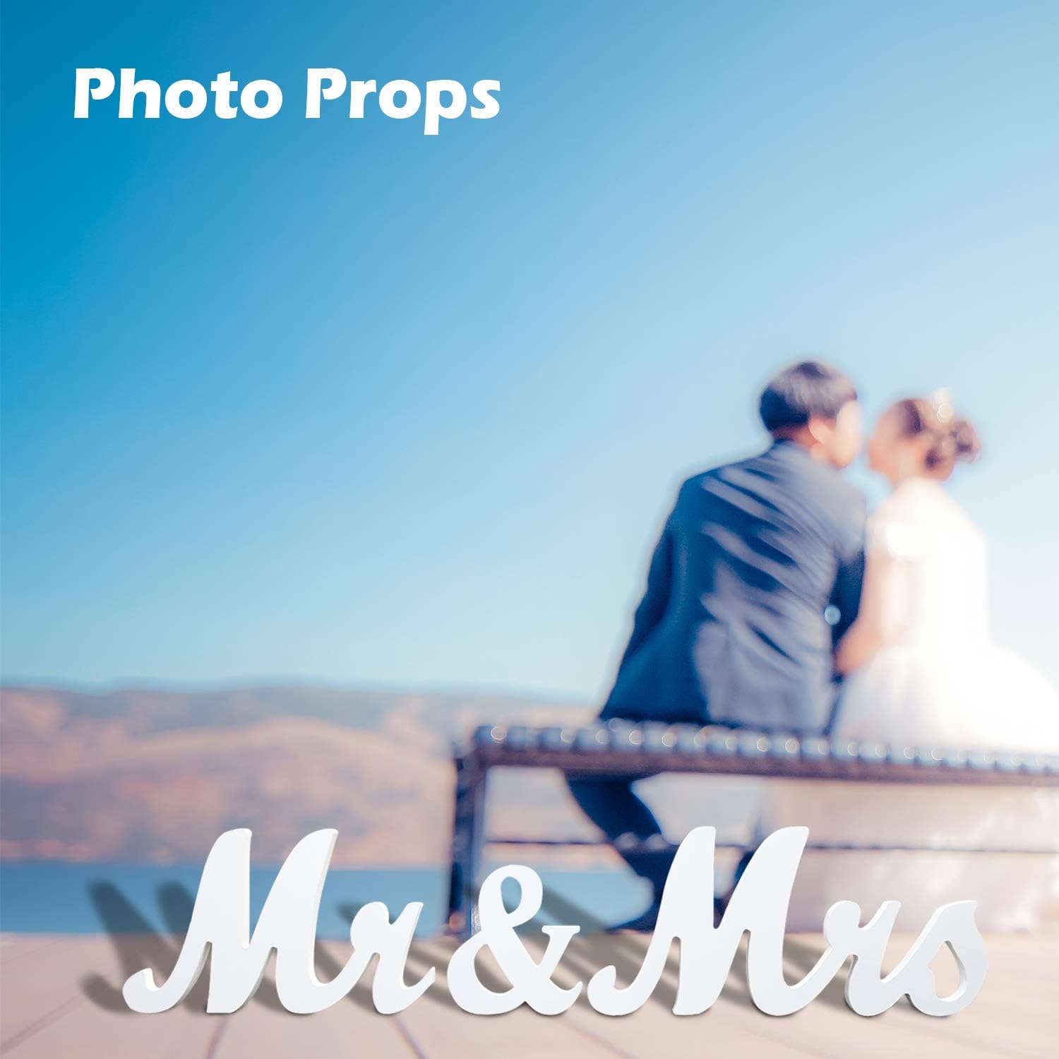 Mr Mrs Wedding Table Sign - White Wooden Letters