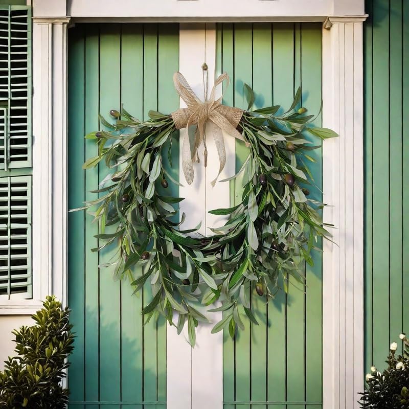 22 Inch Heart Shaped Artificial Olive Wreath