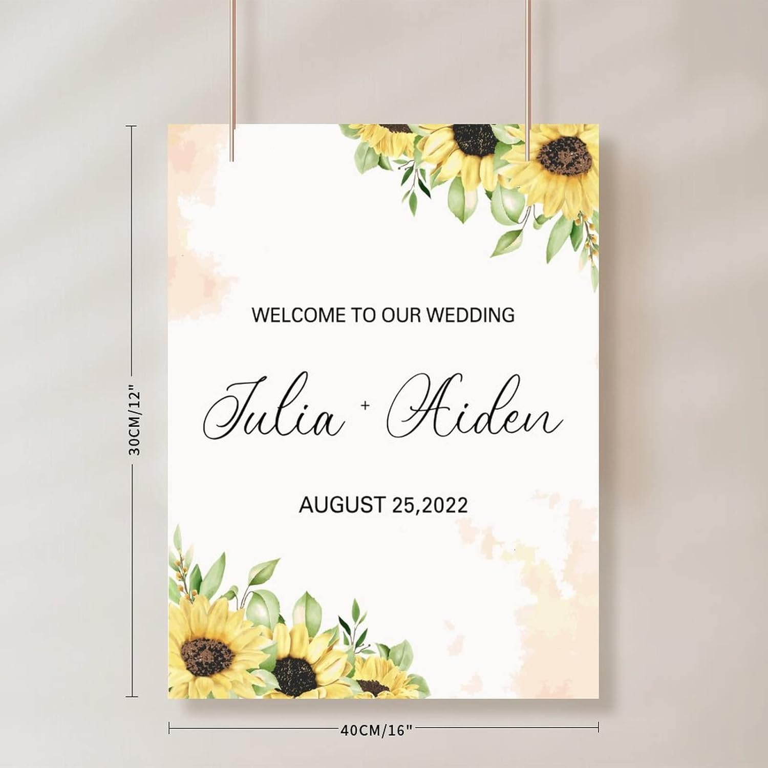 Customizable Luxury Wood Wedding Welcome Sign 12x16 Inch 1