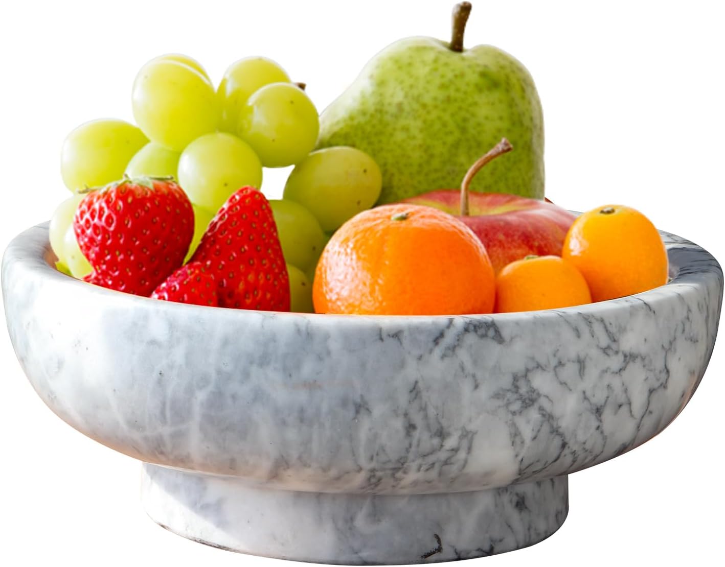 OZLMC Natural White Marble Bowl with Grey Veins 102 Diameter