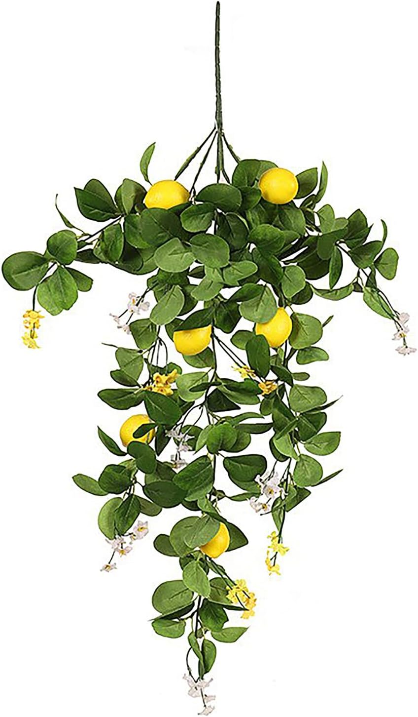 Artificial Lemon Teardrop Wreath for Front Door Decor