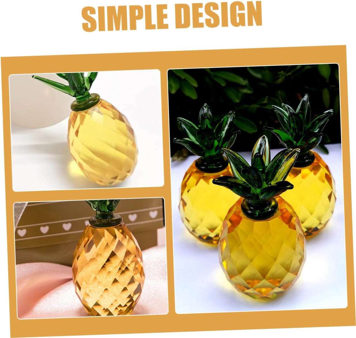 Ciieeo Crystal Pineapple Decor Statue Ornament