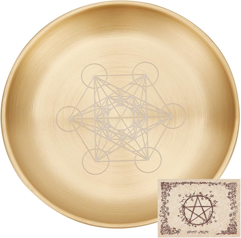 Hexagram Tarot Altar Plate Candle Holder with Decorative Tray