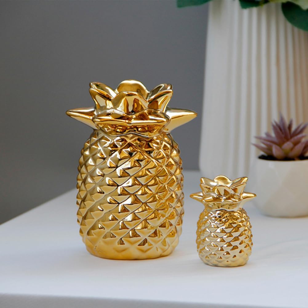Antcam Golden Ceramic Pineapple Statue Decor