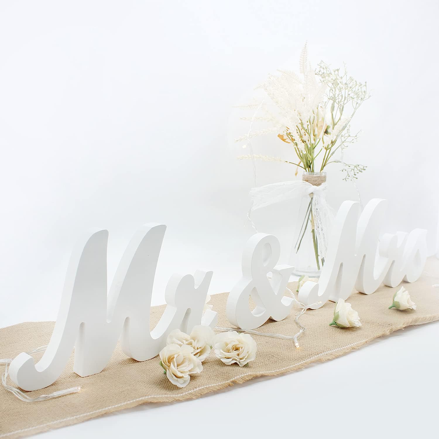 Mr Mrs Wedding Table Sign - White Wooden Letters