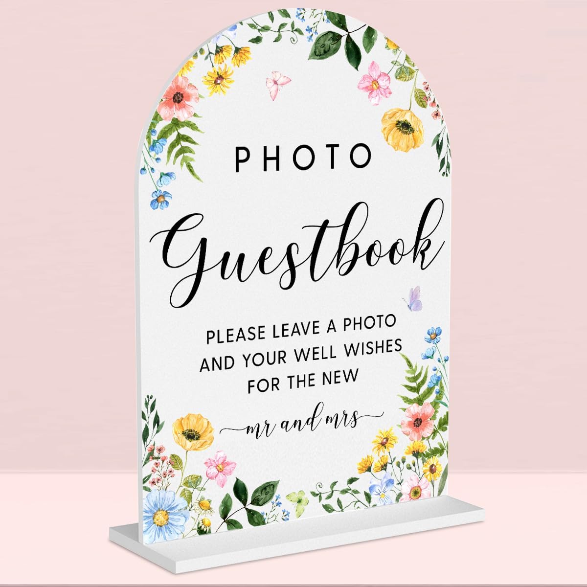 Gold Acrylic Wedding Sign 5x7 Inch Arch