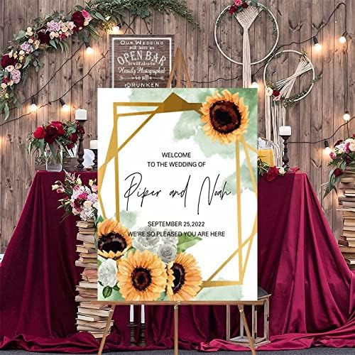 Alioyoit Wedding Welcome Sign with Sunflower Design