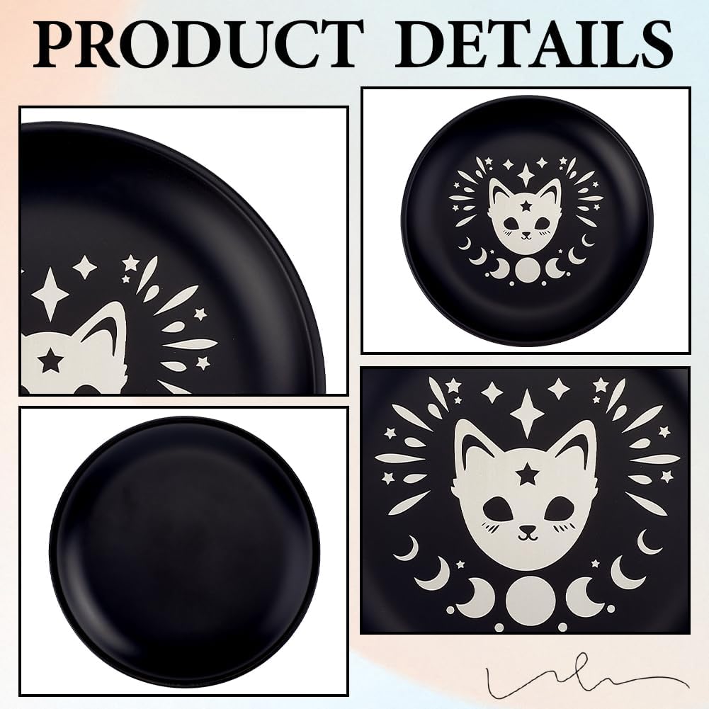 CREATCABIN Black Cat Ritual Plate Offering Bowl
