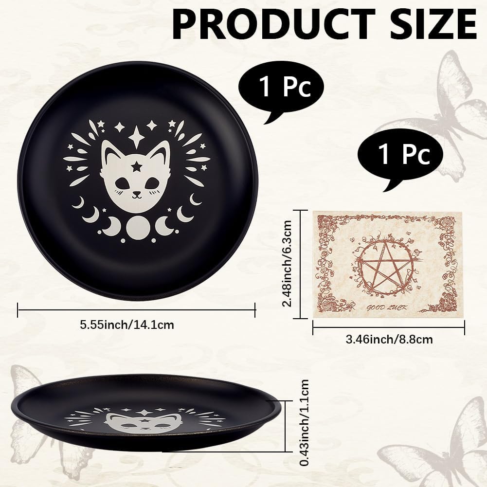 CREATCABIN Black Cat Ritual Plate Offering Bowl