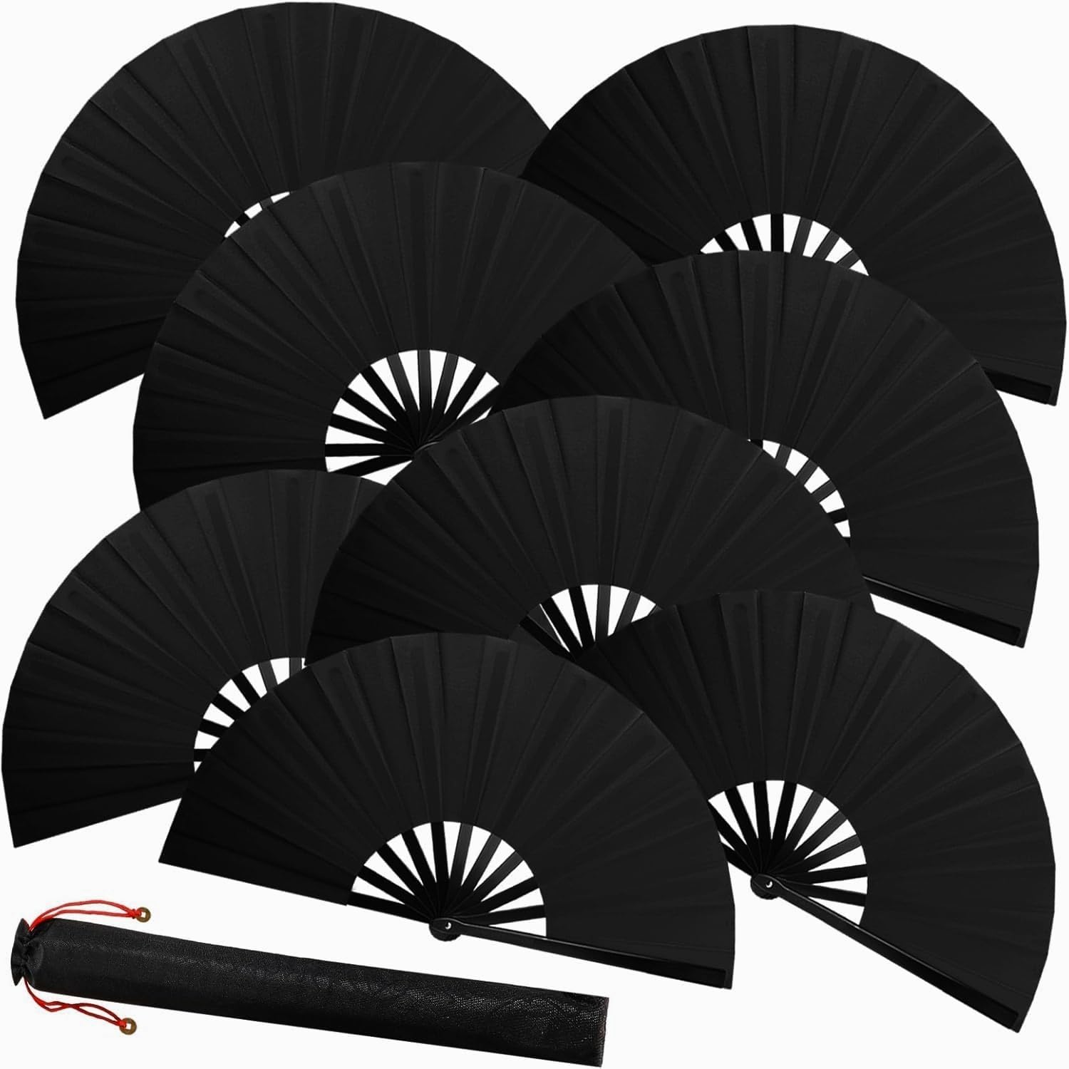 8PCS Large Folding Fans Set for Line Dance and Popping