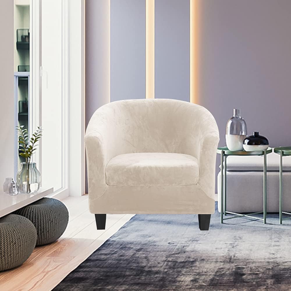 MIFXIN 2-Piece Velvet Tub Chair Slipcover Set