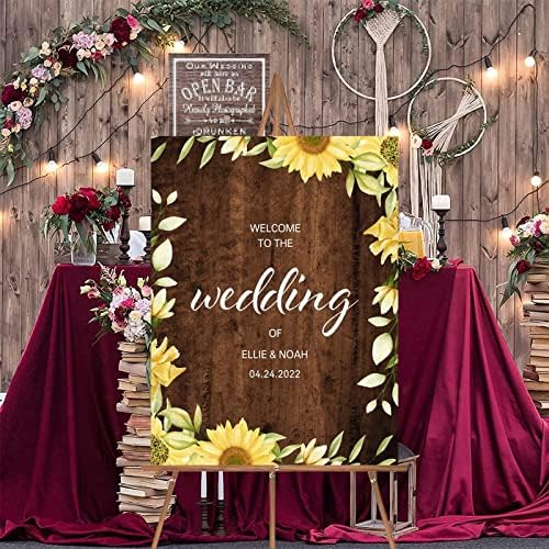 Alioyoit Rustic Wood Wedding Welcome Sign