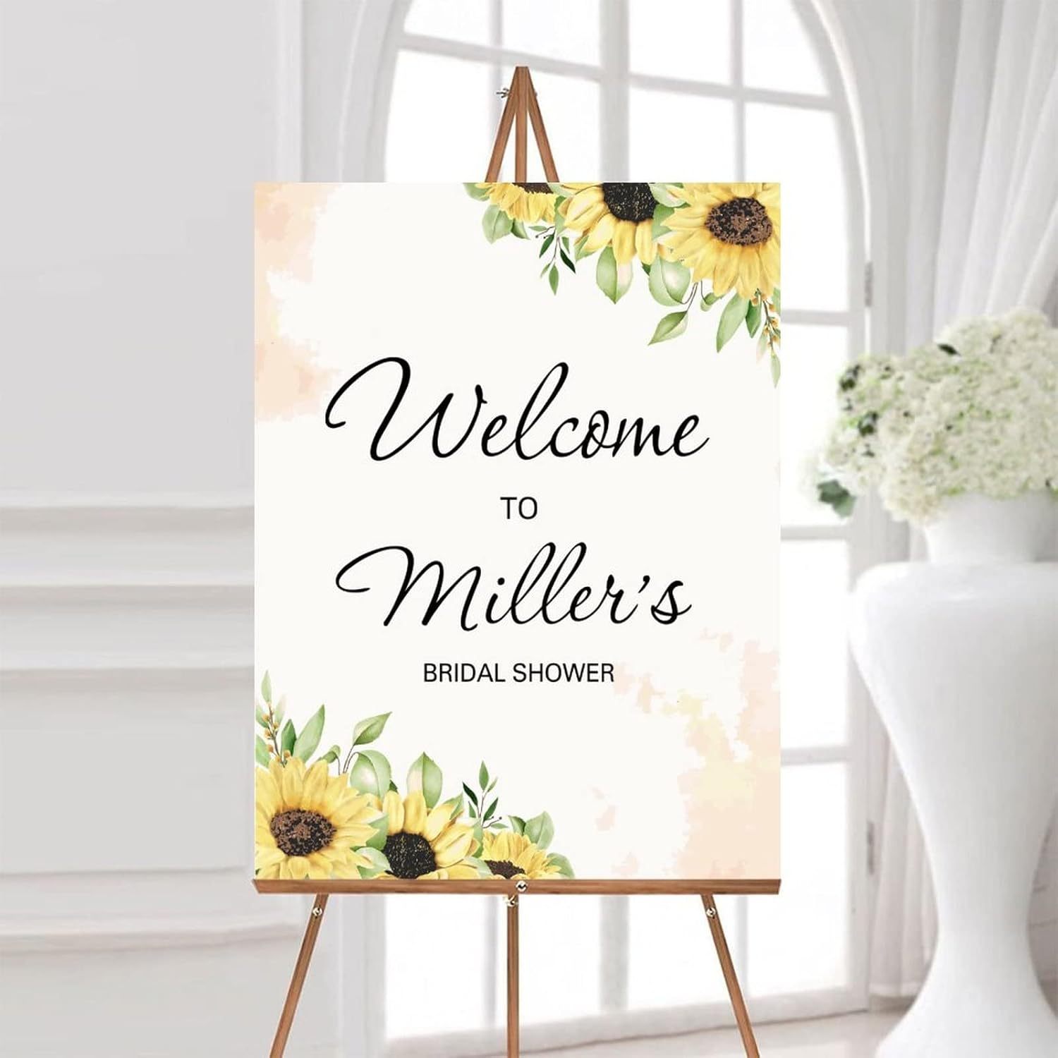 Alioyoit Personalized Watercolor Floral Wedding Welcome Sign