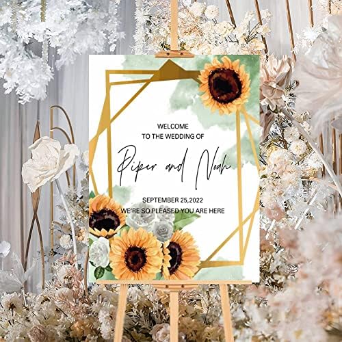 Alioyoit Wedding Welcome Sign with Sunflower Design