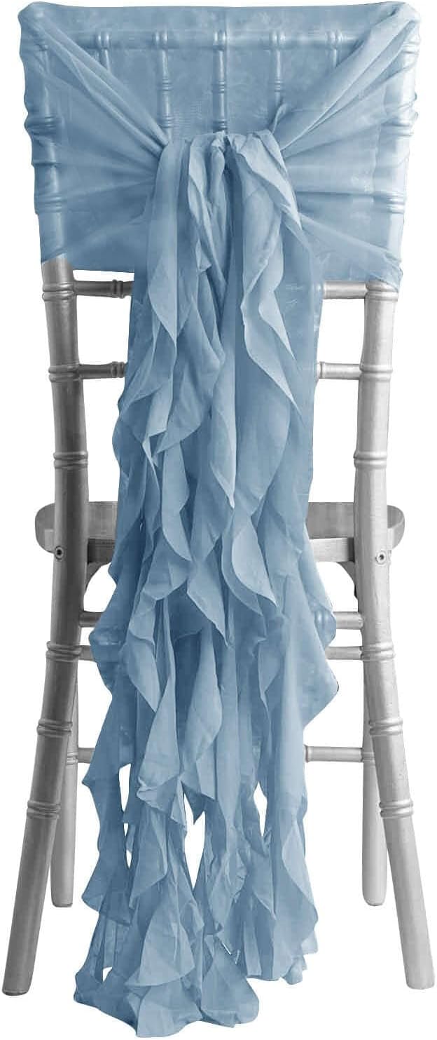 Efavormart Dusty Blue Wedding Chair Sashes Set