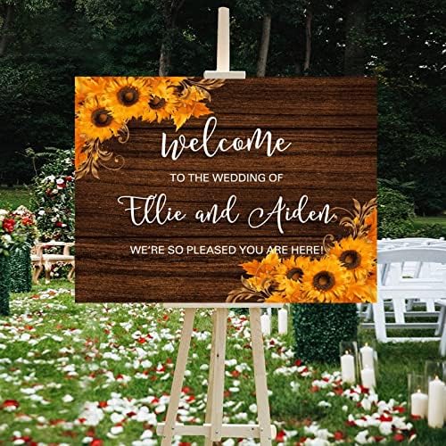 Customizable Wedding Welcome Sign with Sunflowers Design