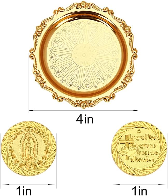 Catholic Wedding Arras Set with Gold Coins and Decorative Tray