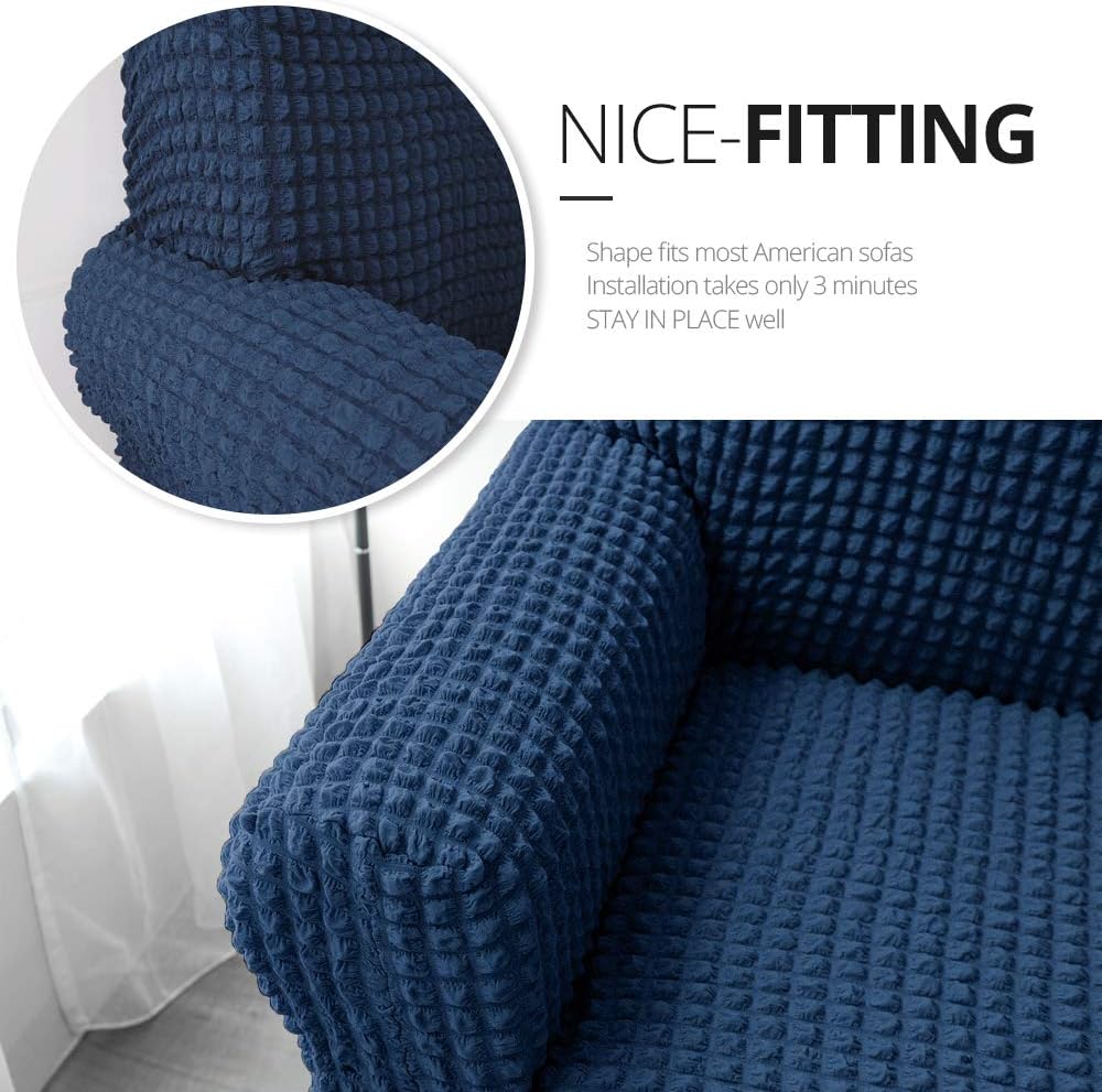 NICEEC Blue 3 Seater Sofa Slipcover with Skirt