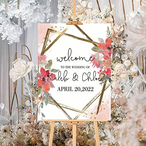 Alioyoit Personalized Wood Wedding Welcome Sign 12x16 Inch