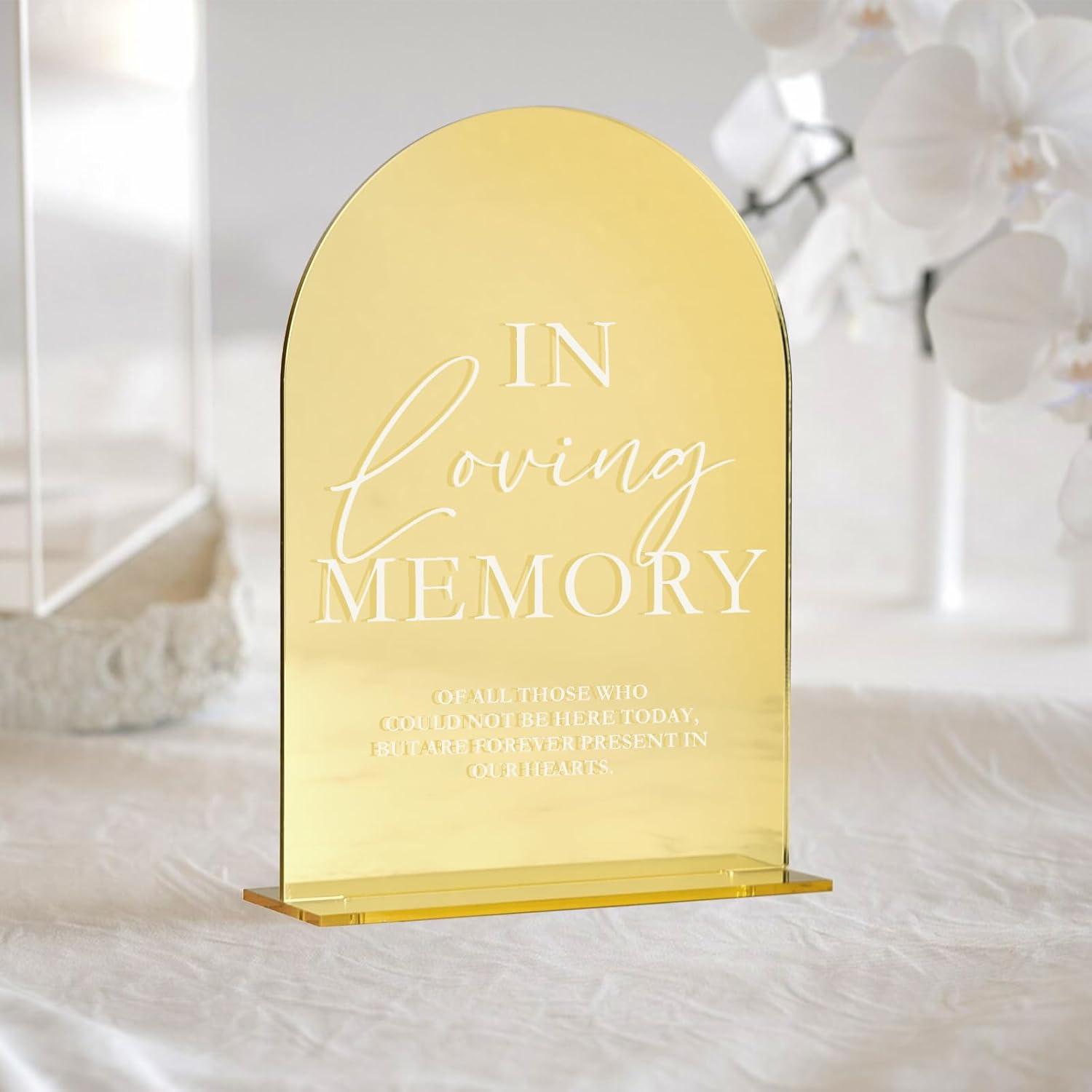 JINMURY Gold Mirror Wedding Memory Sign with Stand