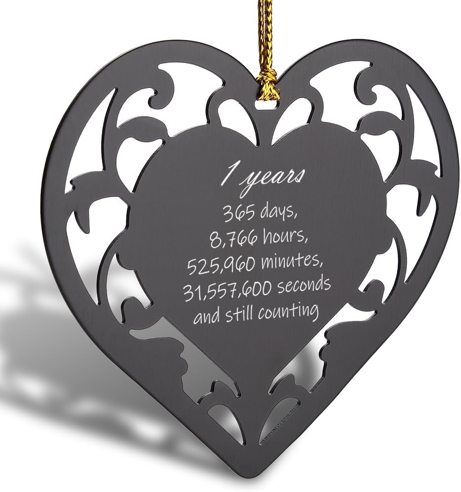 1st Anniversary Heart Ornament Gift for Couples