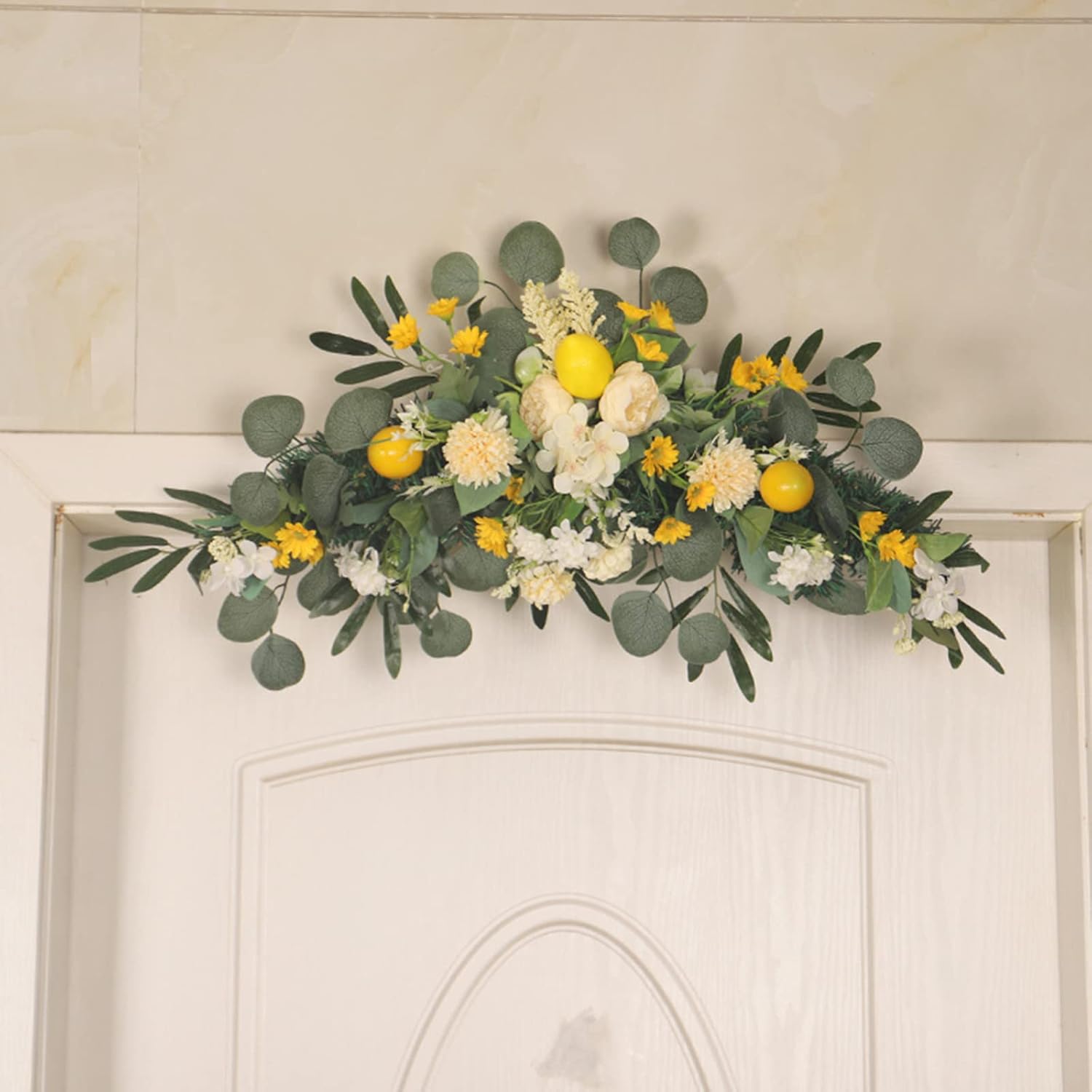 Artificial Lemon Flower Swag 275 Inch Decorative Wreath