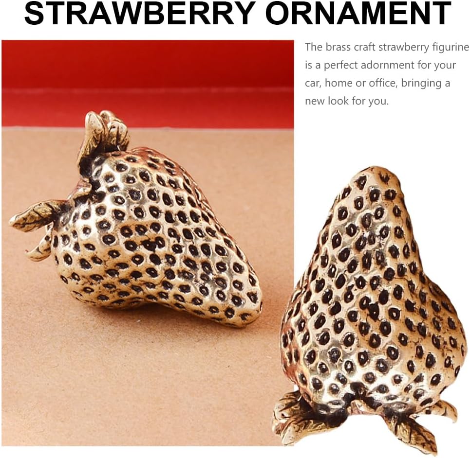 PRETYZOOM 2Pcs Brass Artificial Strawberry Statues