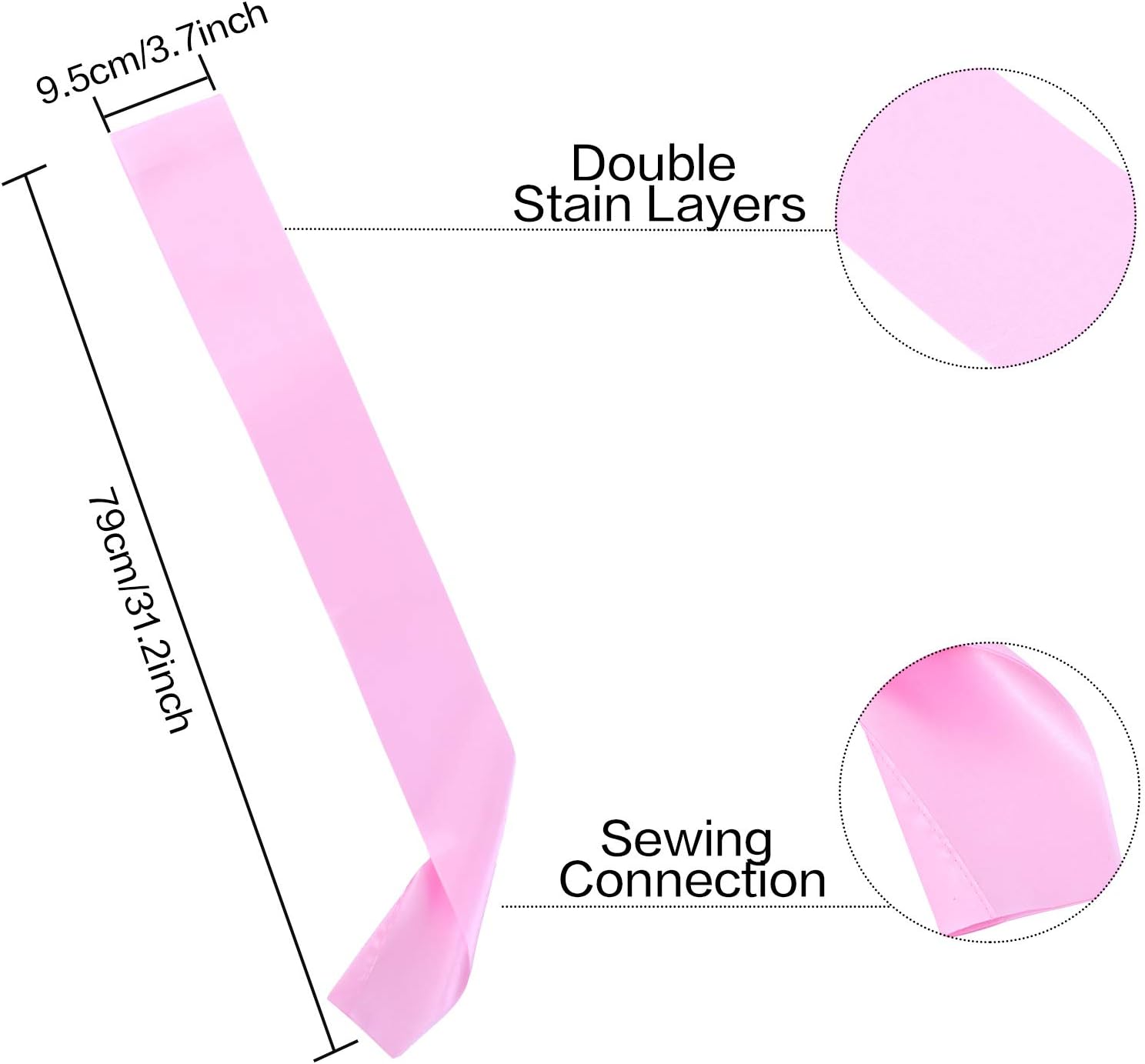 12 Piece Blank Satin Sashes for Graduation and Parties Pink
