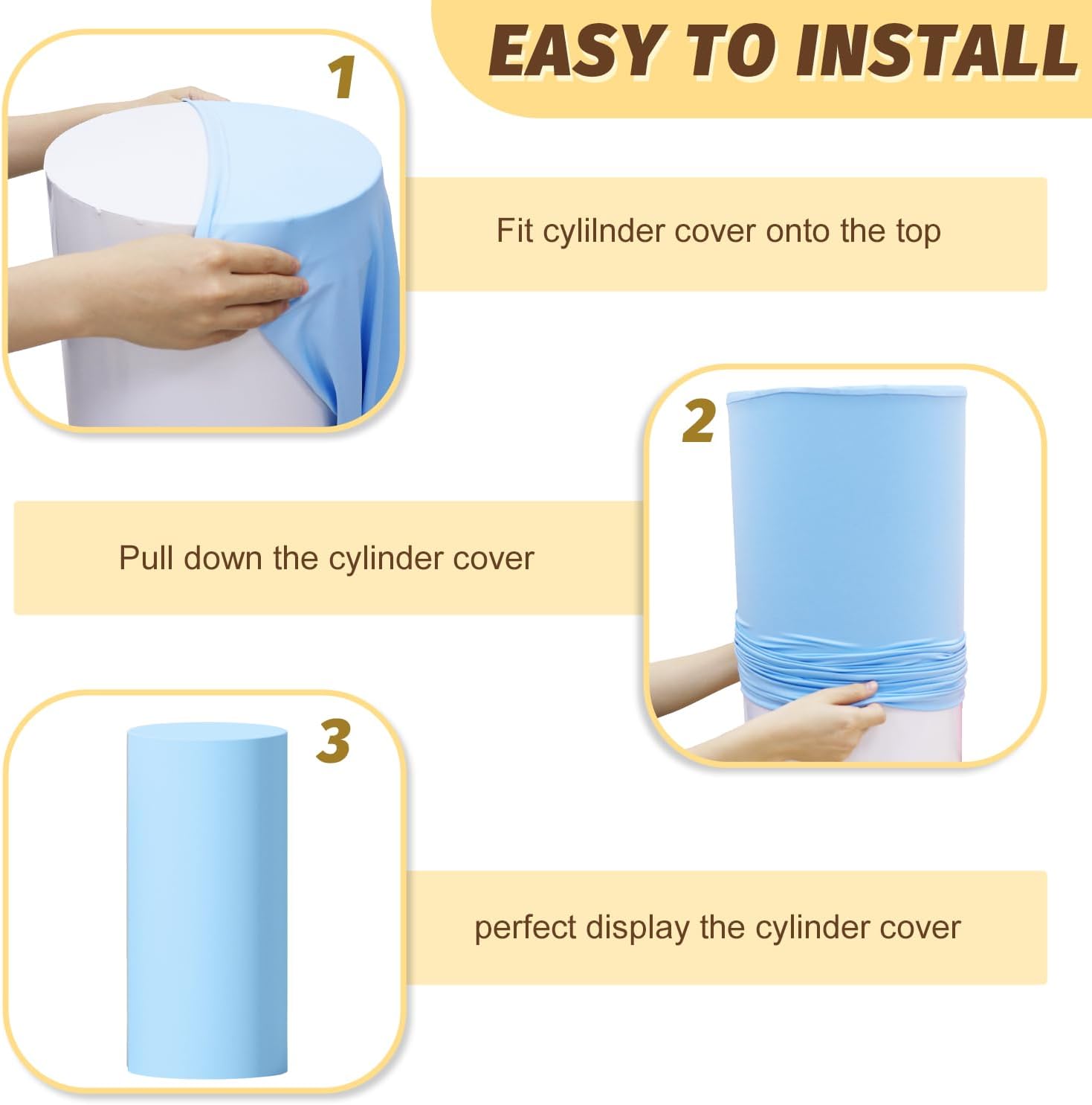 MODFUNS Baby Blue Spandex Cylinder Cover Set of 3
