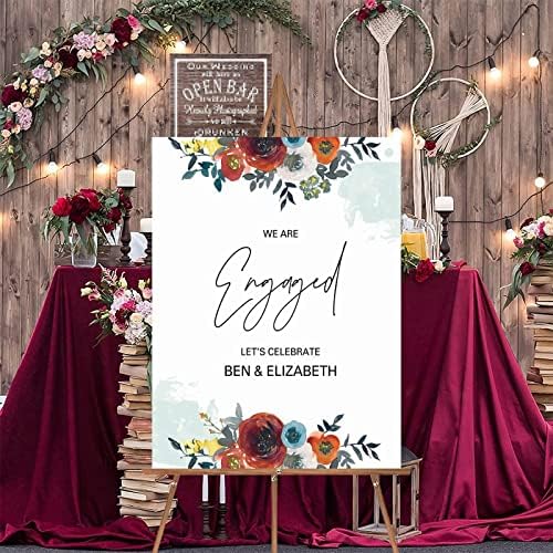 Customizable Red Floral Wood Wedding Welcome Sign 12x16 Inch