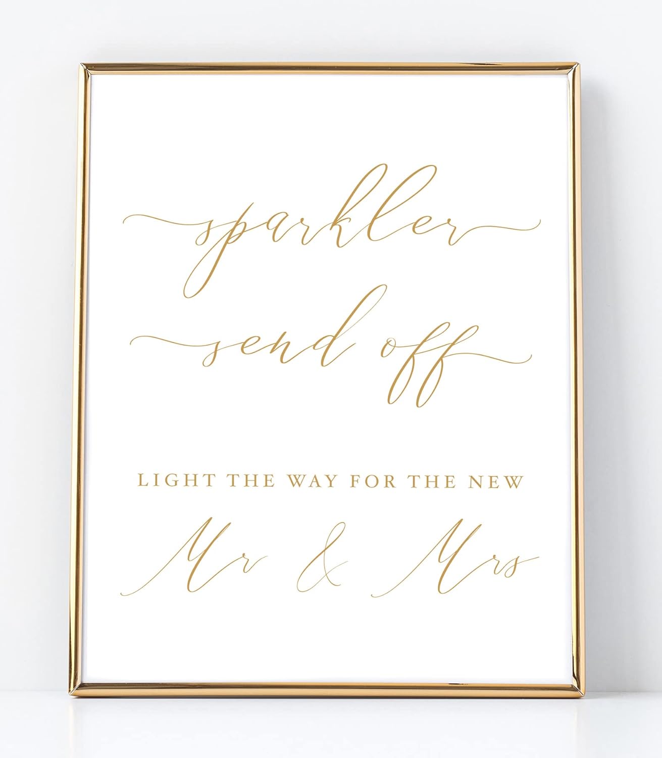 Sparkler Send Off Sign for White Gold Wedding Reception