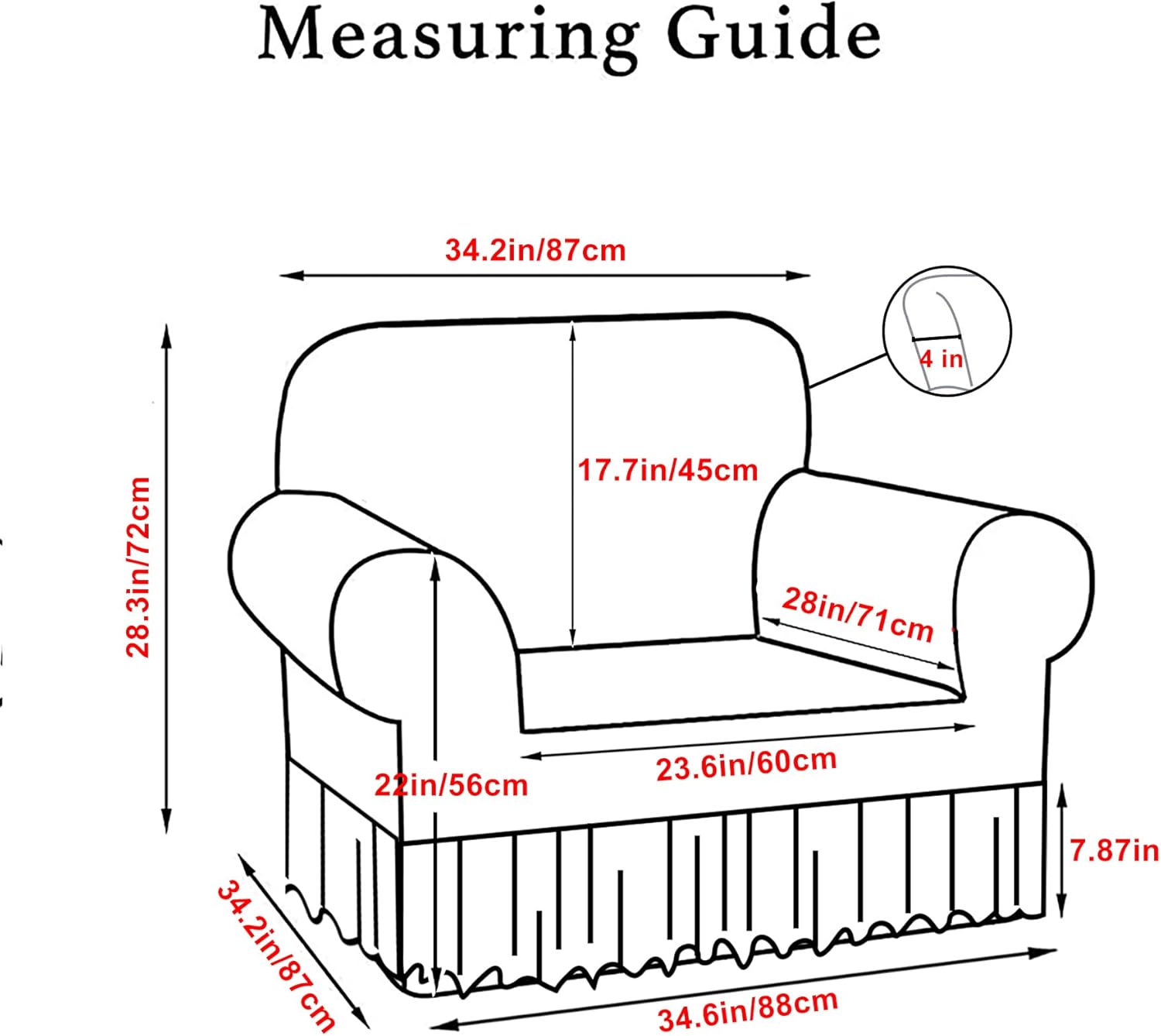 KRFOONN Stretchable Armchair Cover with Skirt