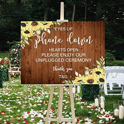 Custom Wooden Wedding Welcome Sign with Sunflower Design