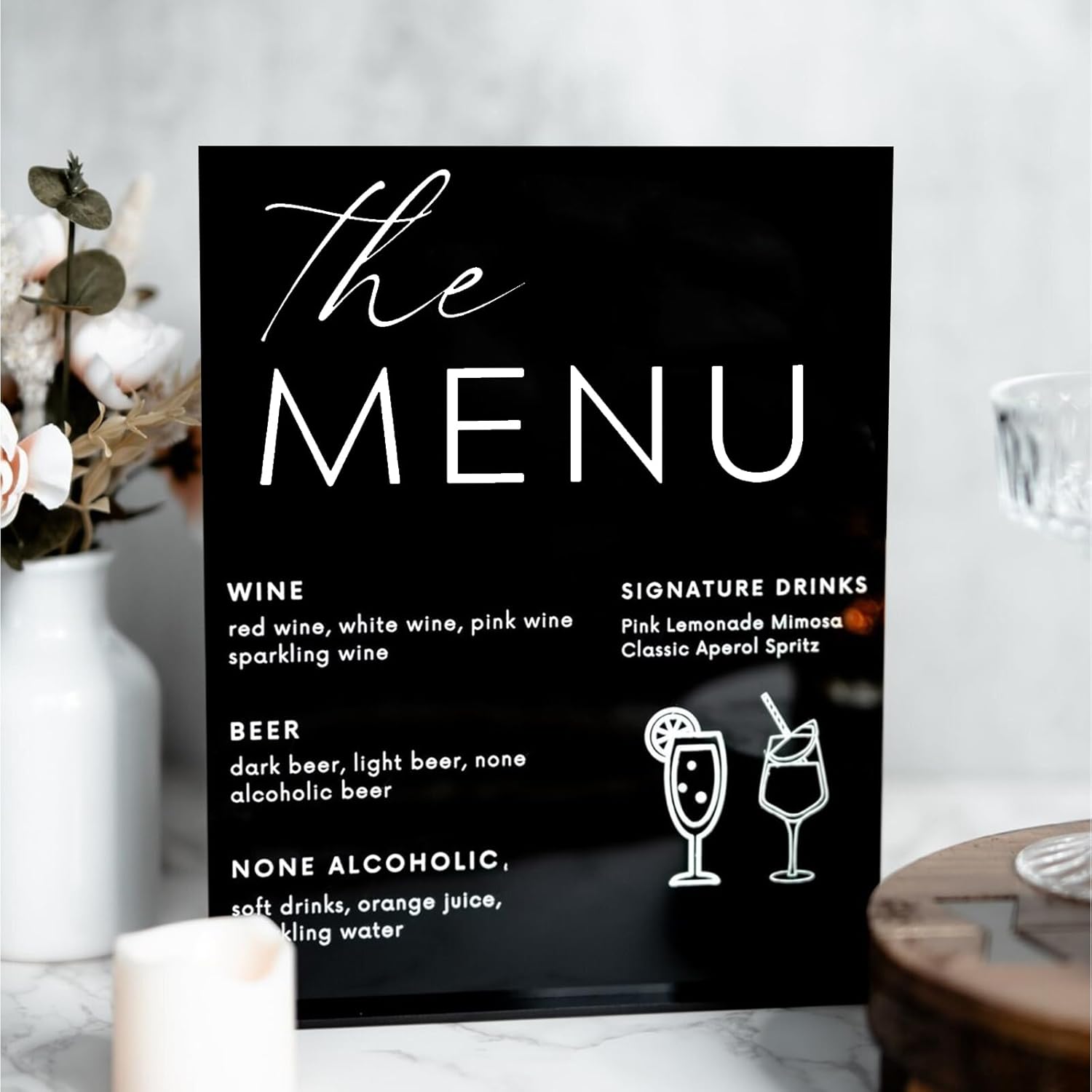 JINMURY 8x10 Inch Black Acrylic Sign with Stand 5 Pack