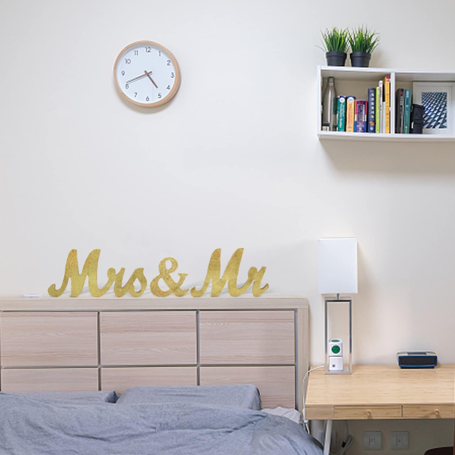 Golden Mr Mrs Wooden Letters Wedding Decoration