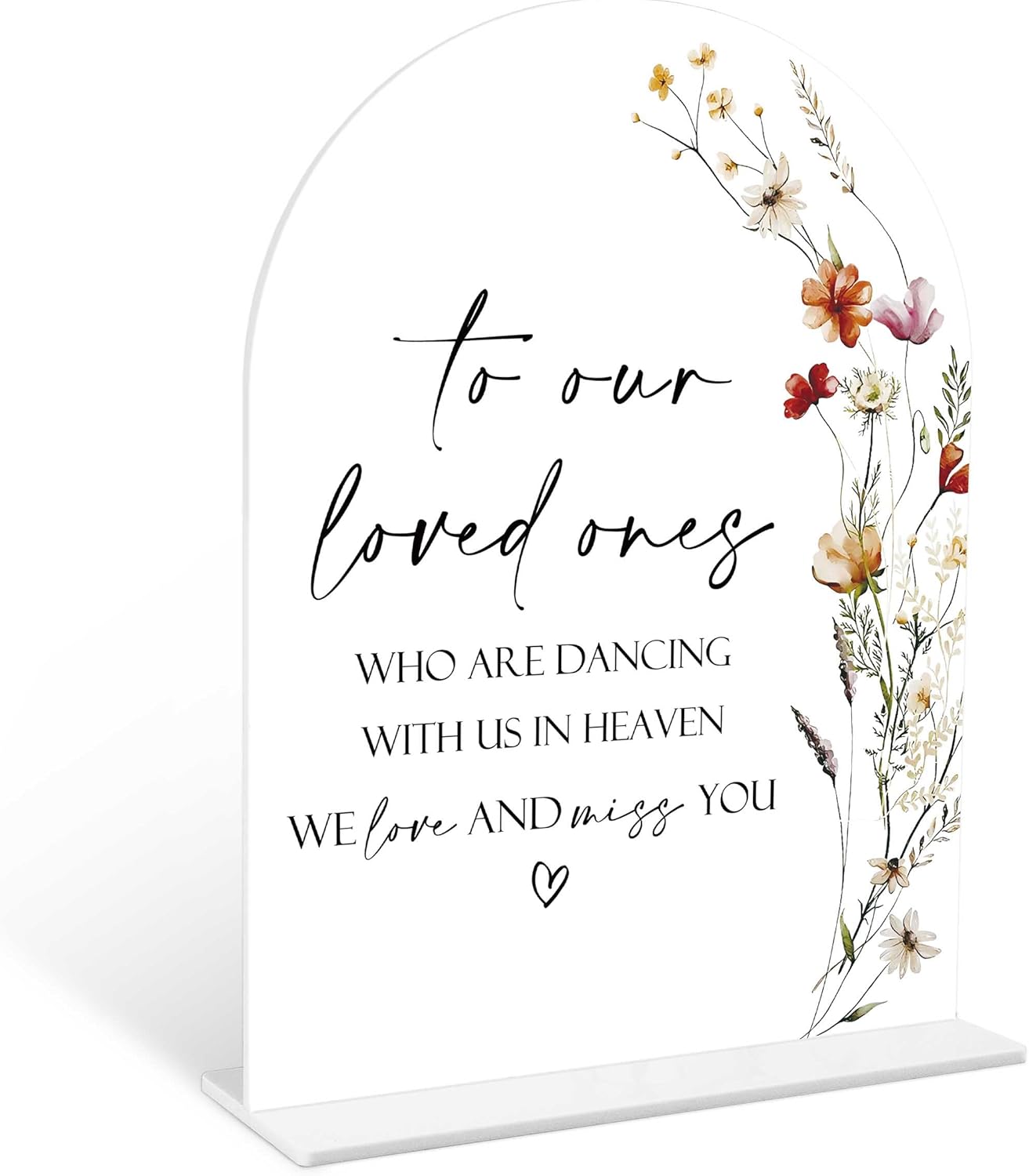 Boho Floral Wedding Memorial Sign with Holder